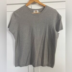 Talbots Light Gray Cashmere Sort Sleeve Top XL